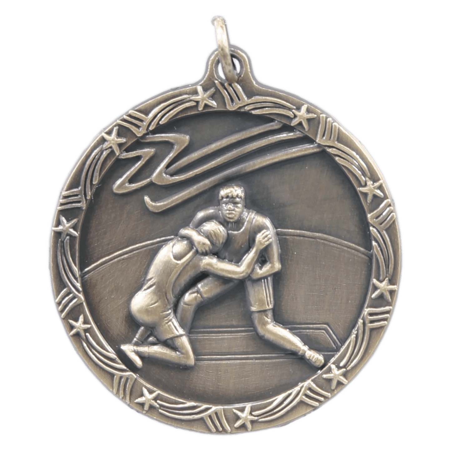 1 3/4" Antique Gold Wrestling Shooting Star Medal