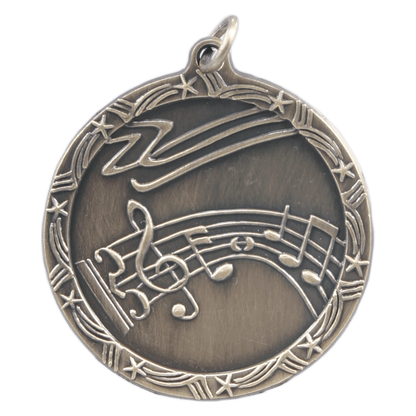 Antique Gold Music Shooting Star Medal - 1 3/4"