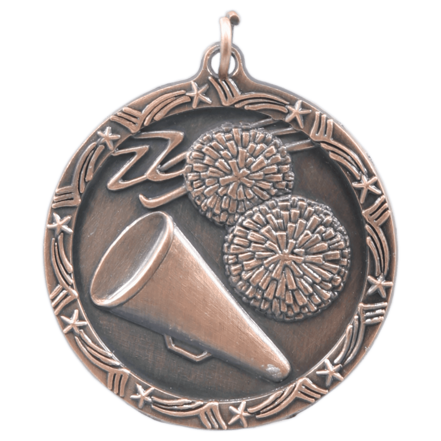 Antique Bronze Cheer Shooting Star Medal - 1 3/4"