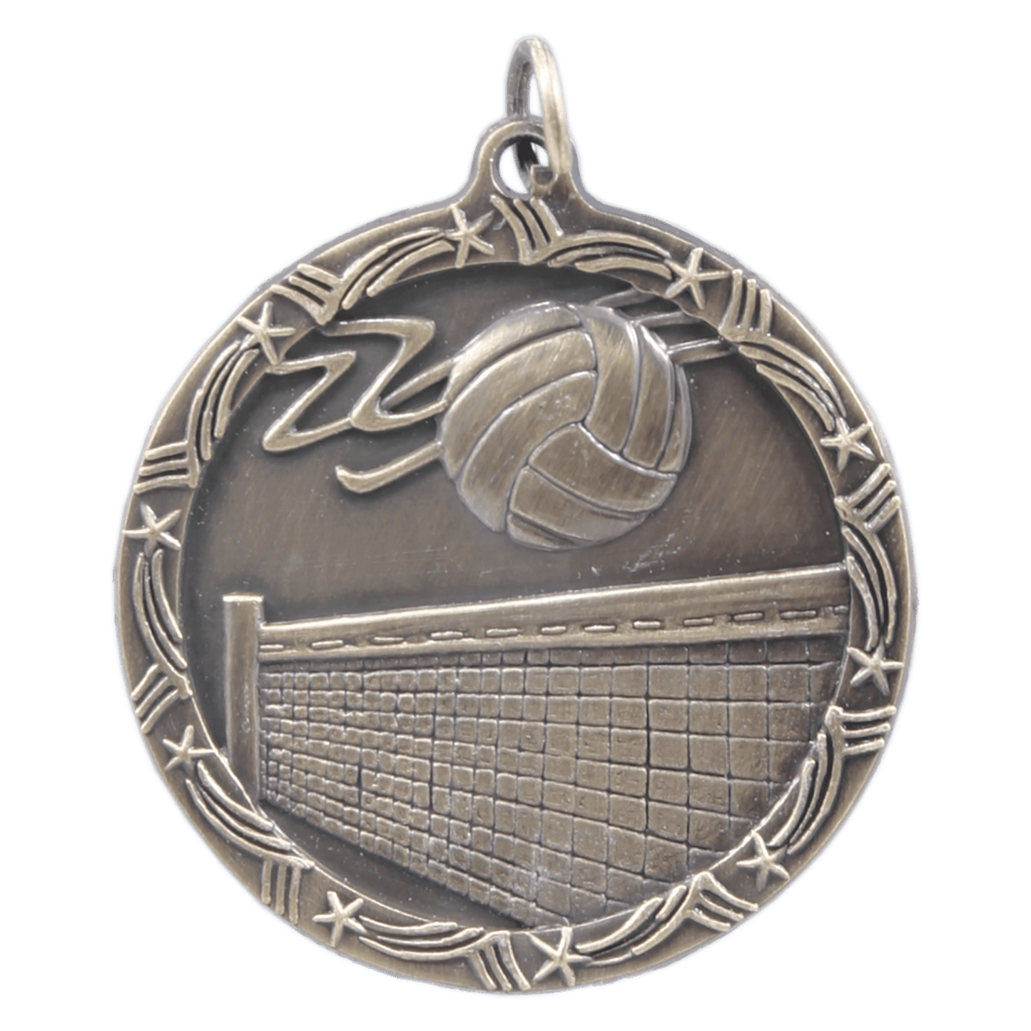 1 3/4" Antique Gold Volleyball Shooting Star Medal