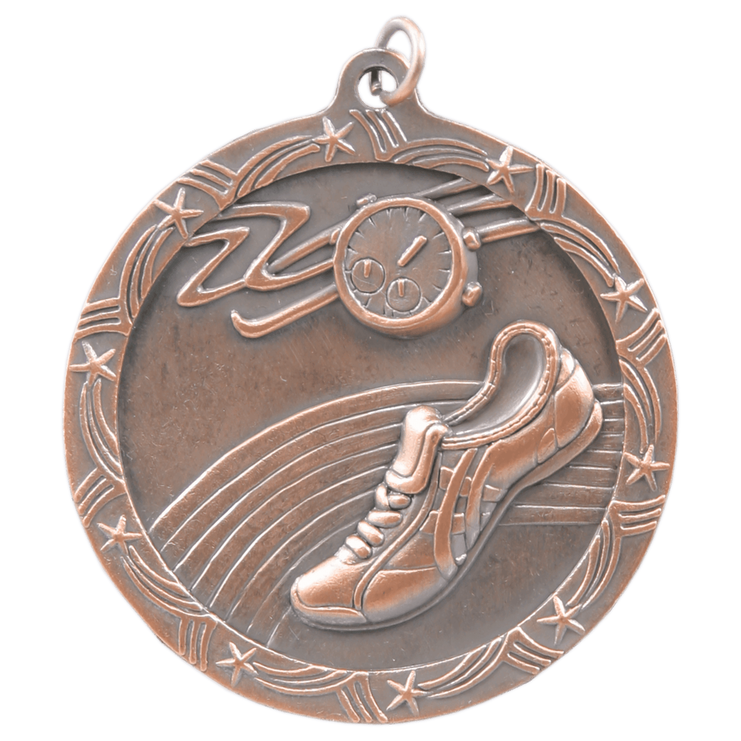 Antique Bronze Track Shooting Star Medal - 2 1/2"