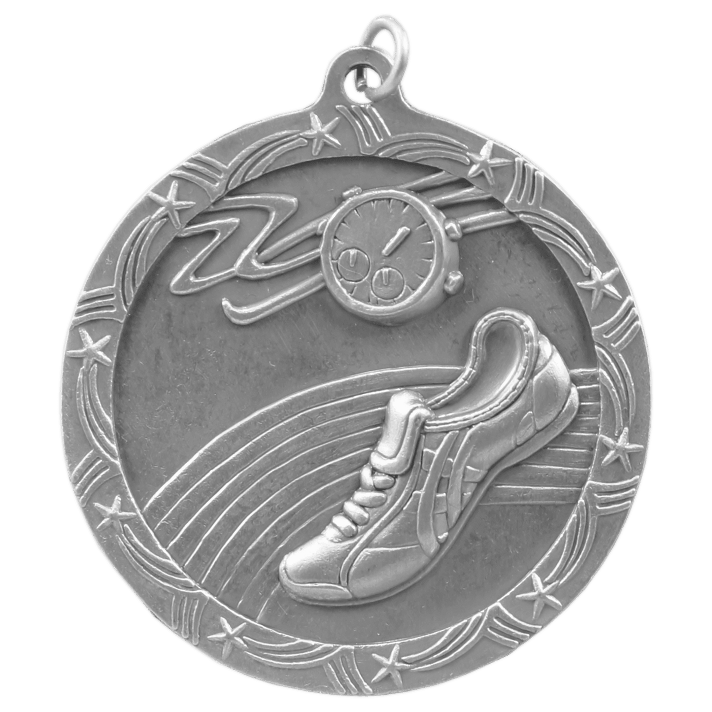 Antique Silver Track Shooting Star Medal - 2 1/2"