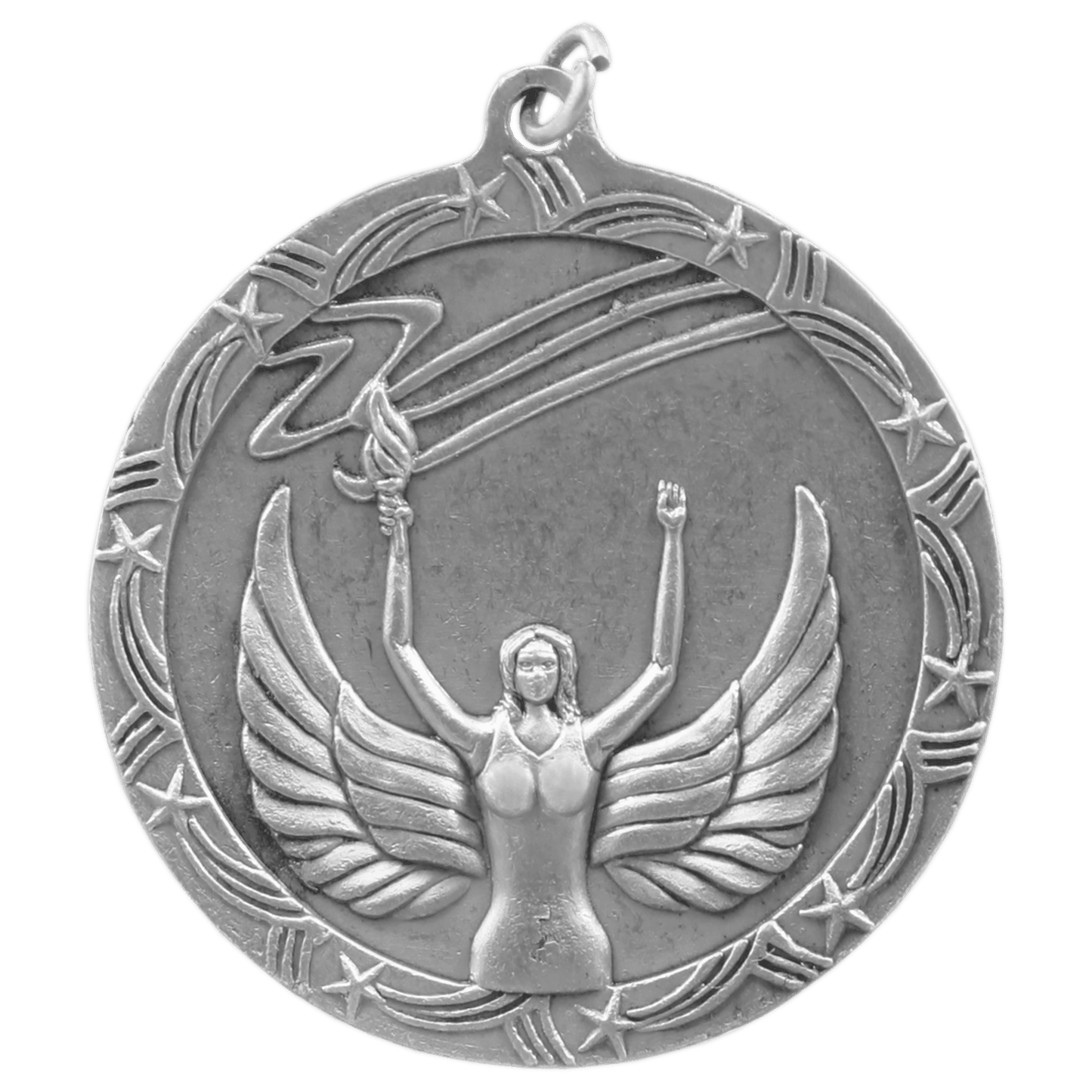 2 1/2" Antique Silver Victory Shooting Star Medal