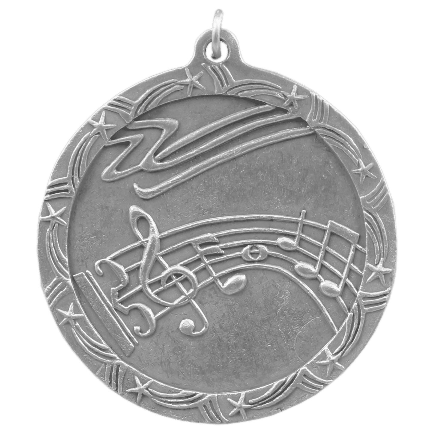 Antique Silver Music Shooting Star Medal - 2 1/2"