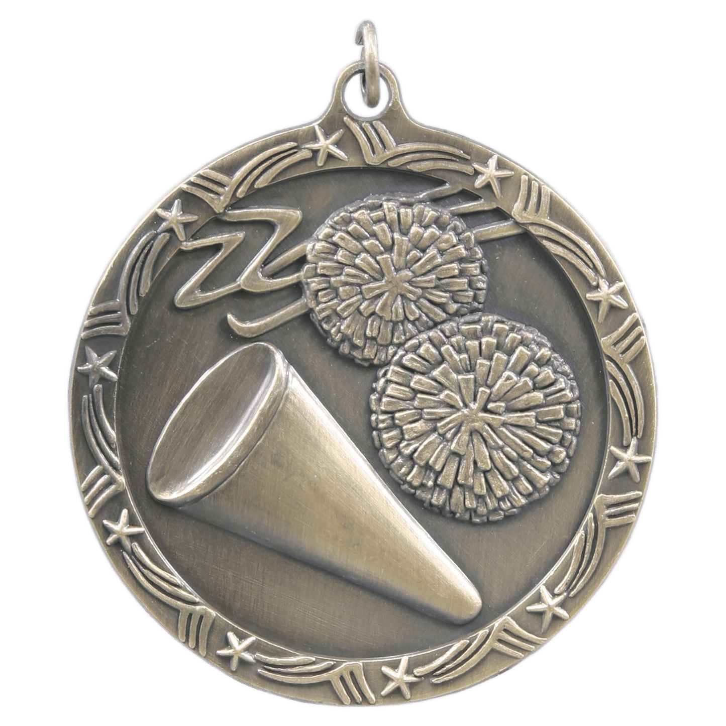 Antique Gold Cheer Shooting Star Medal - 2 1/2"