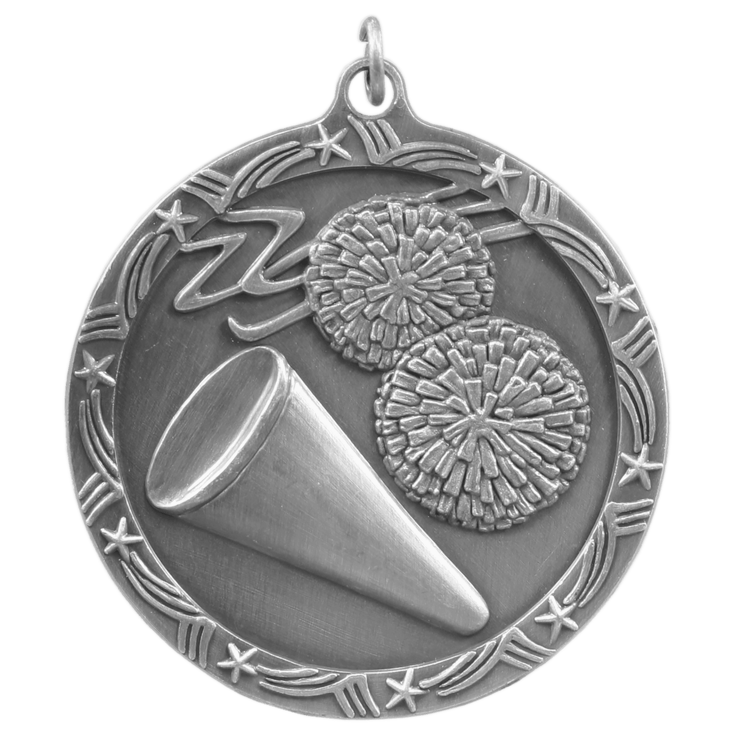 Antique Silver Cheer Shooting Star Medal - 2 1/2"