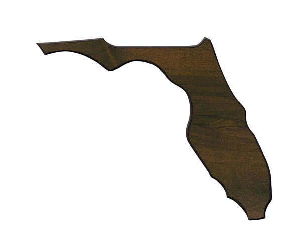 9 1/2" x 11" Walnut Finish Black Edge Florida State Plaque