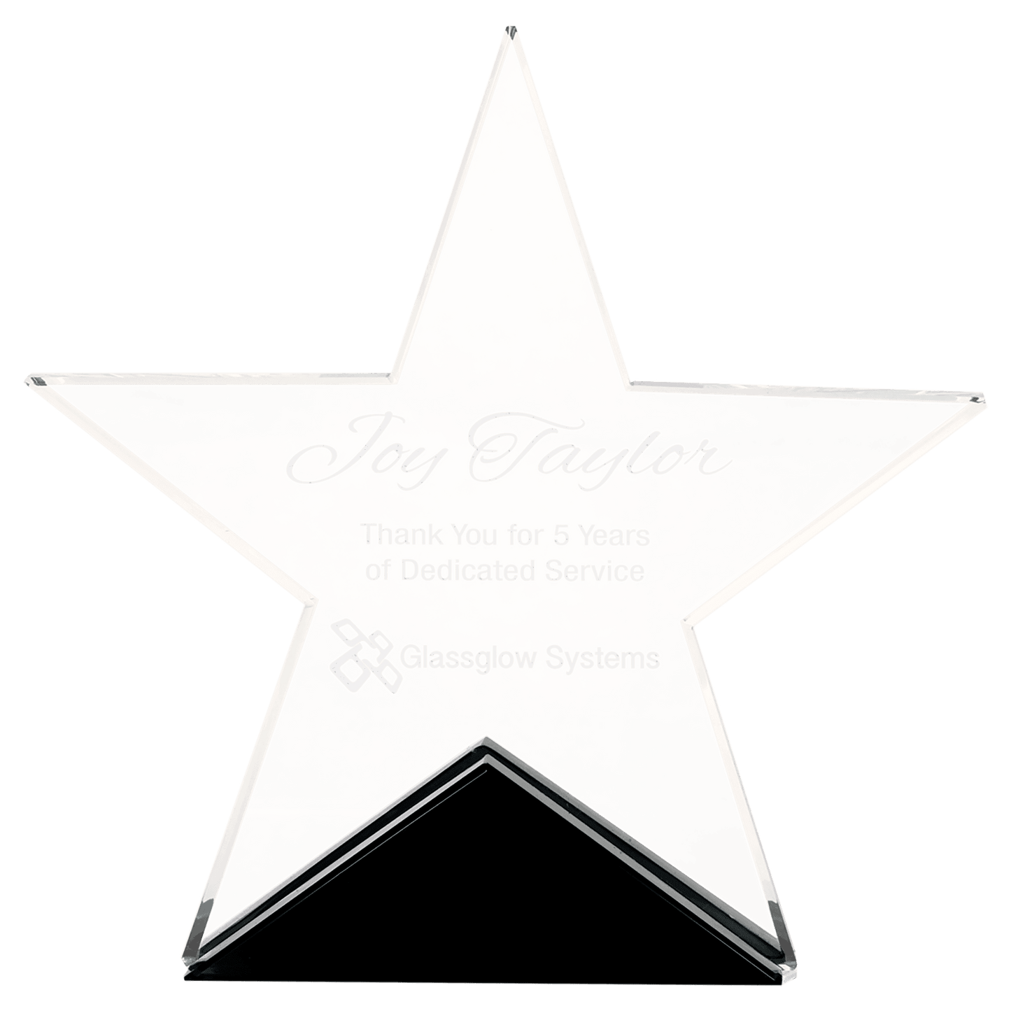 Clear Glass Star on Black Base - 5 3/4" x 5 1/2"