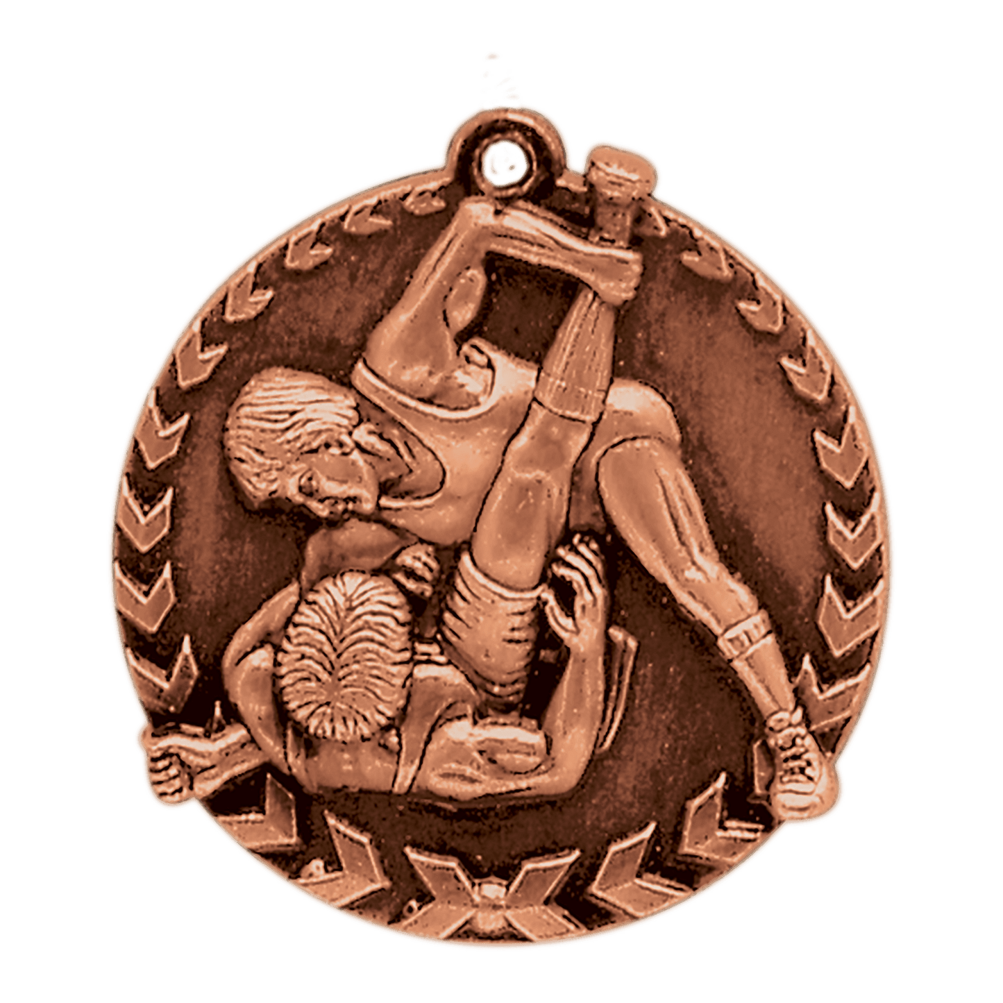 Antique Bronze Wrestling Millennium Medal - 1 3/4"