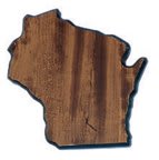 7 1/2" x 8" Walnut Finish Black Edge Wisconsin State Plaque