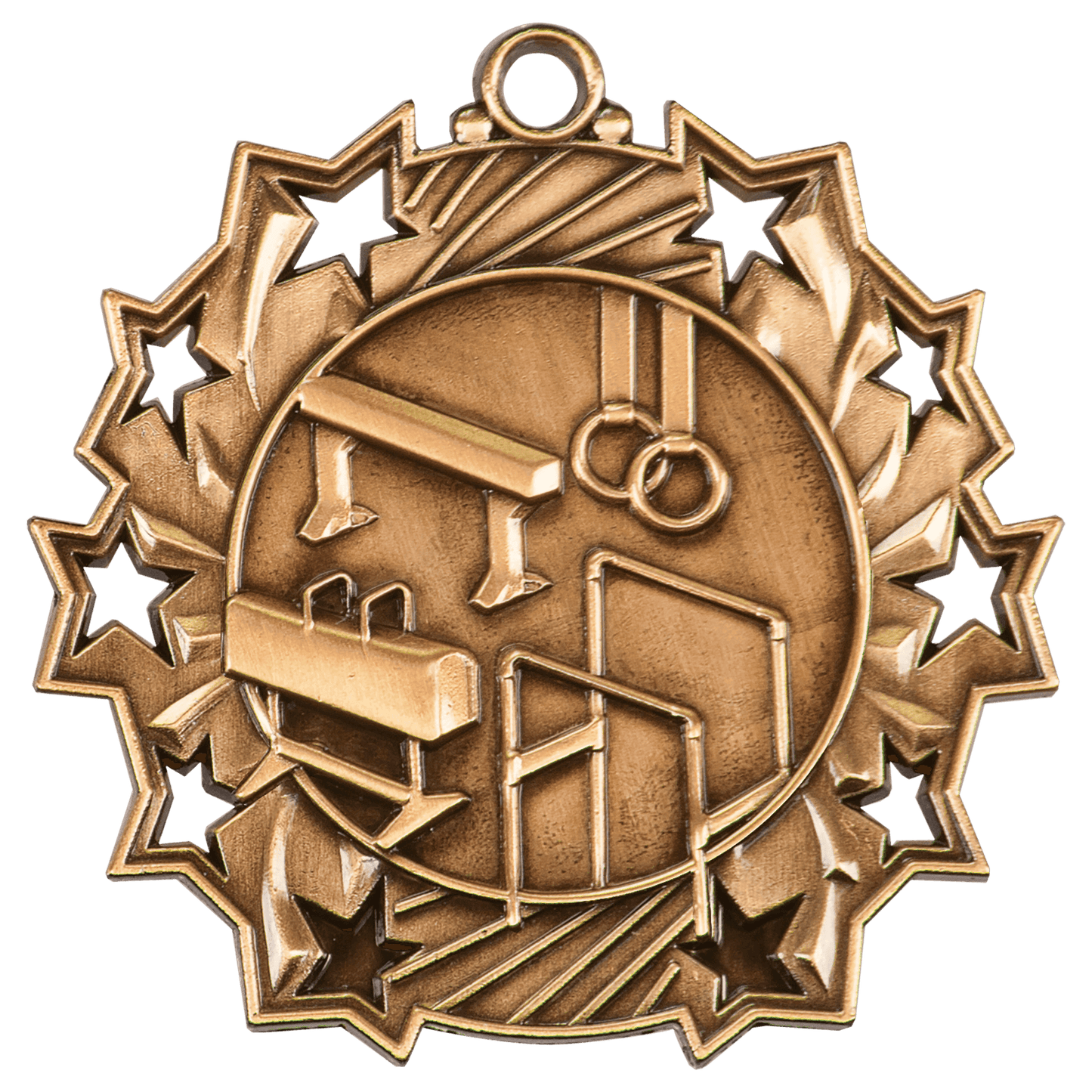 2 1/4" Antique Bronze Gymnastics Ten Star Medal