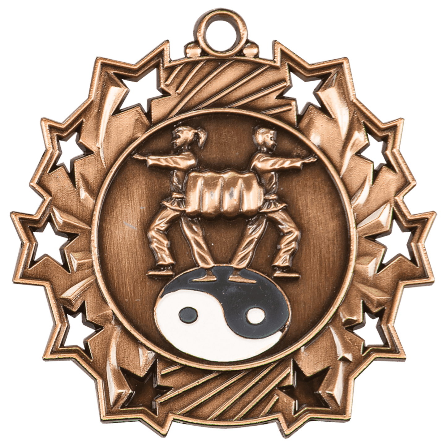Antique Bronze Martial Arts Ten Star Medal - 2 1/4"