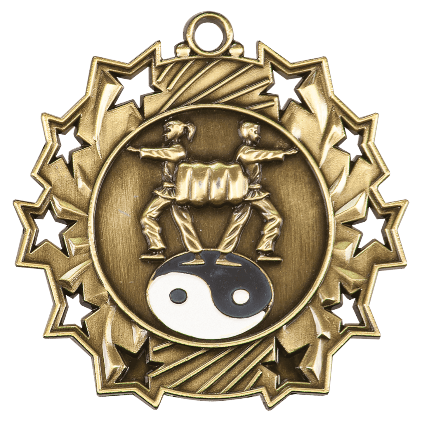 2 1/4" Antique Gold Martial Arts Ten Star Medal