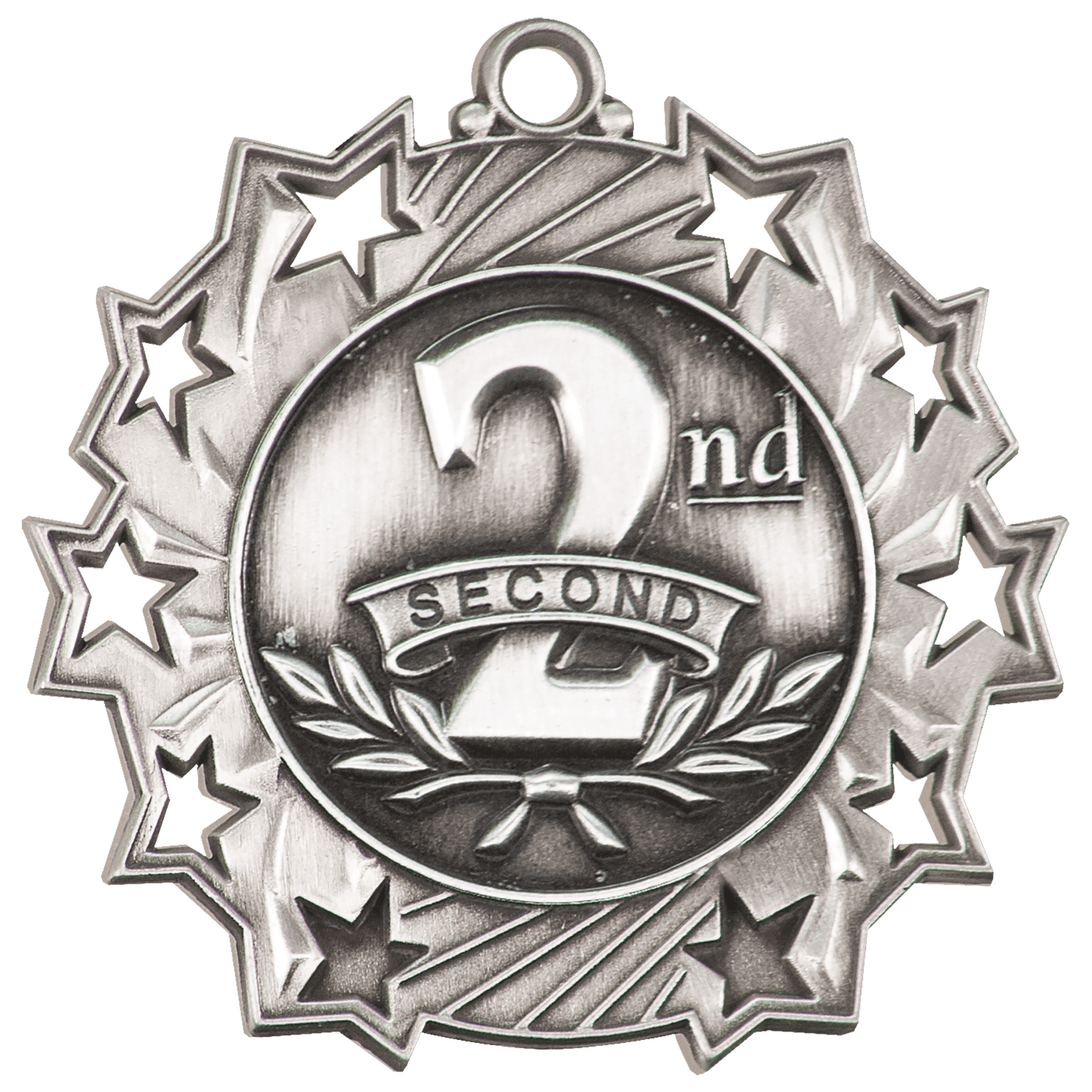 Antique Silver 2nd Place Ten Star Medal - 2 1/4"