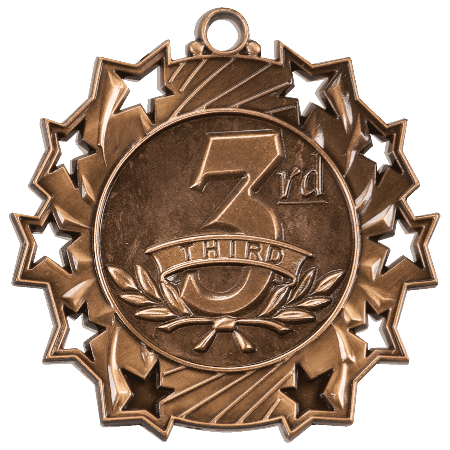 Antique Bronze 3rd Place Ten Star Medal - 2 1/4"