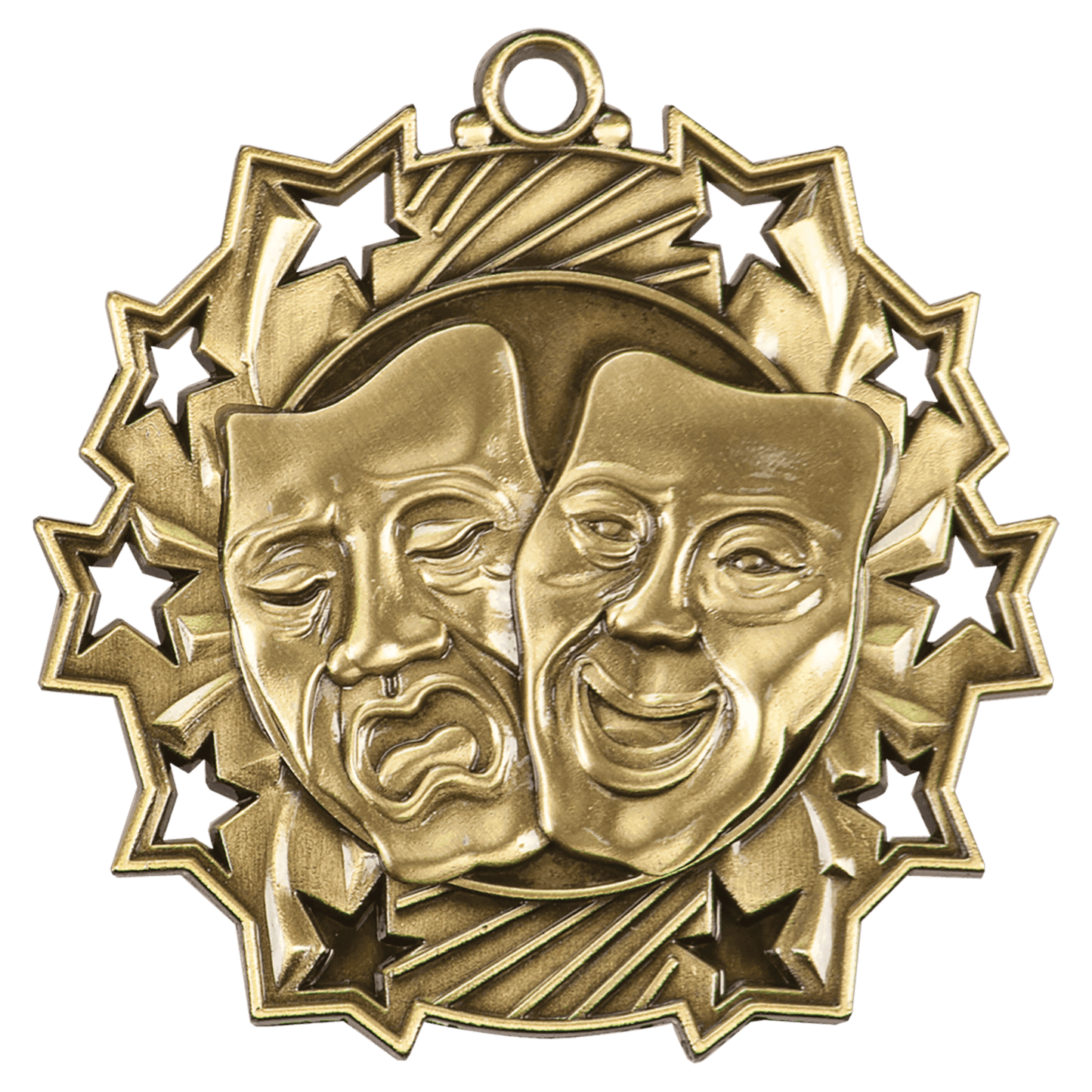 2 1/4" Antique Gold Drama Ten Star Medal