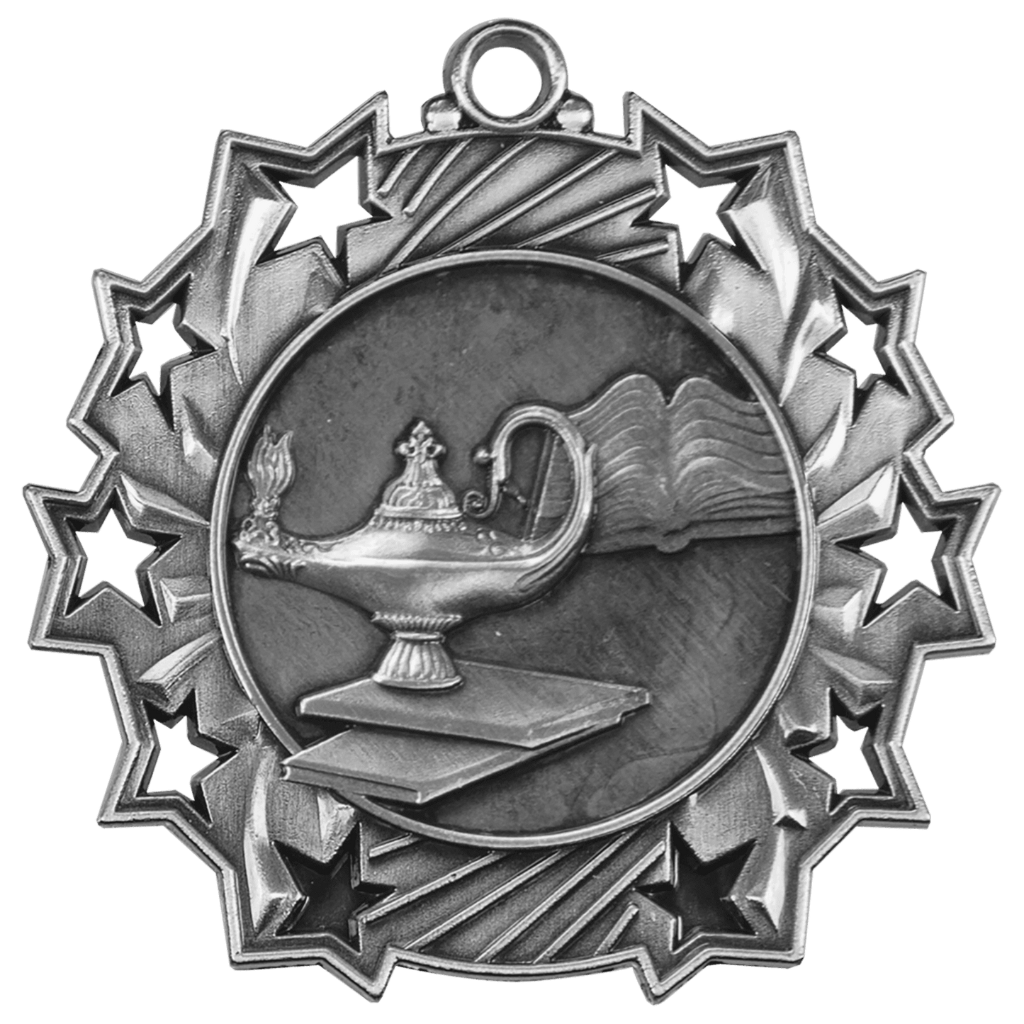 2 1/4" Antique Silver Graduate Ten Star Medal