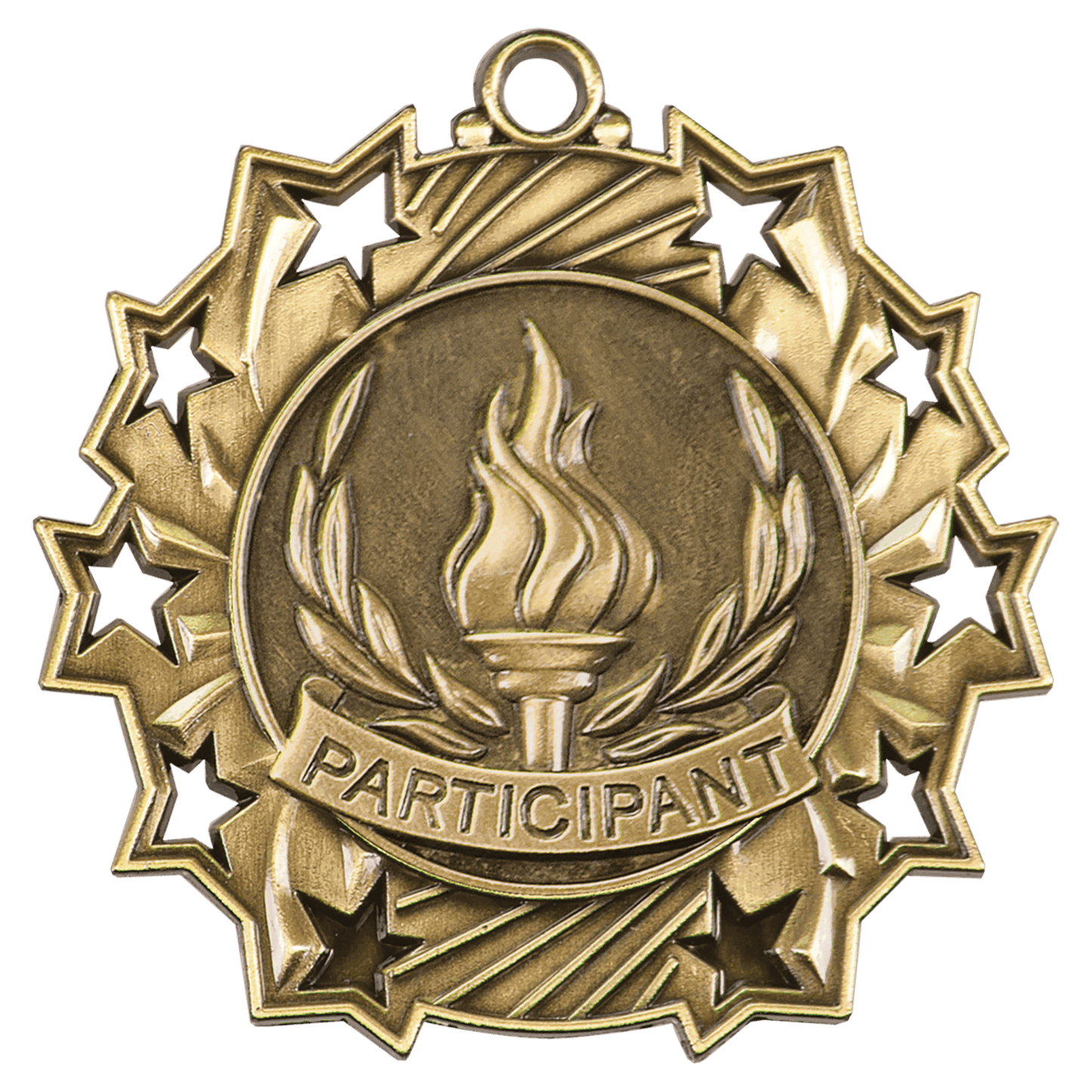 Antique Gold Participant Ten Star Medal - 2 1/4"