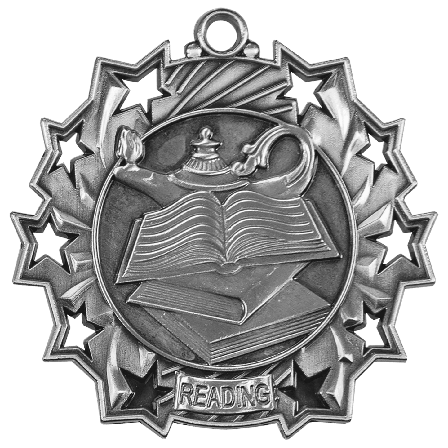 Antique Silver Reading Ten Star MEdal - 2 1/4"