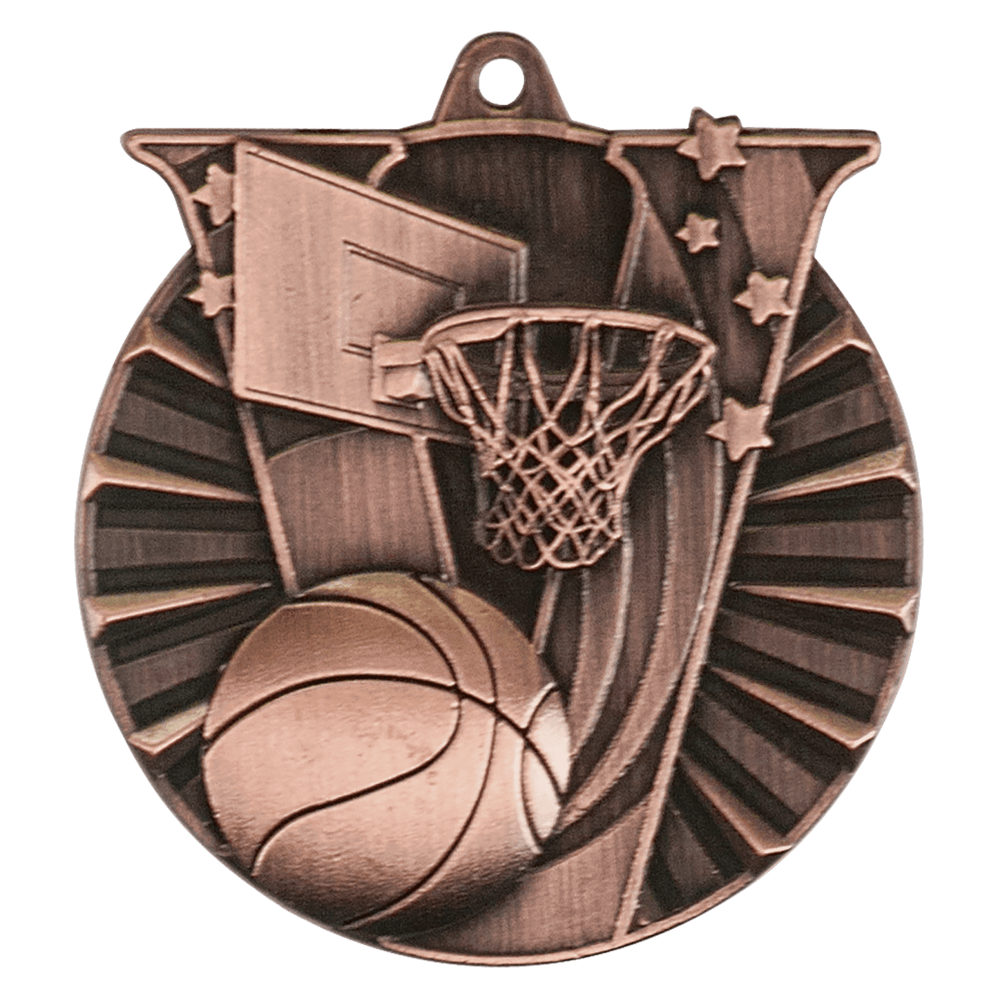 Antique Bronze Basketball Victory Medal - 2"