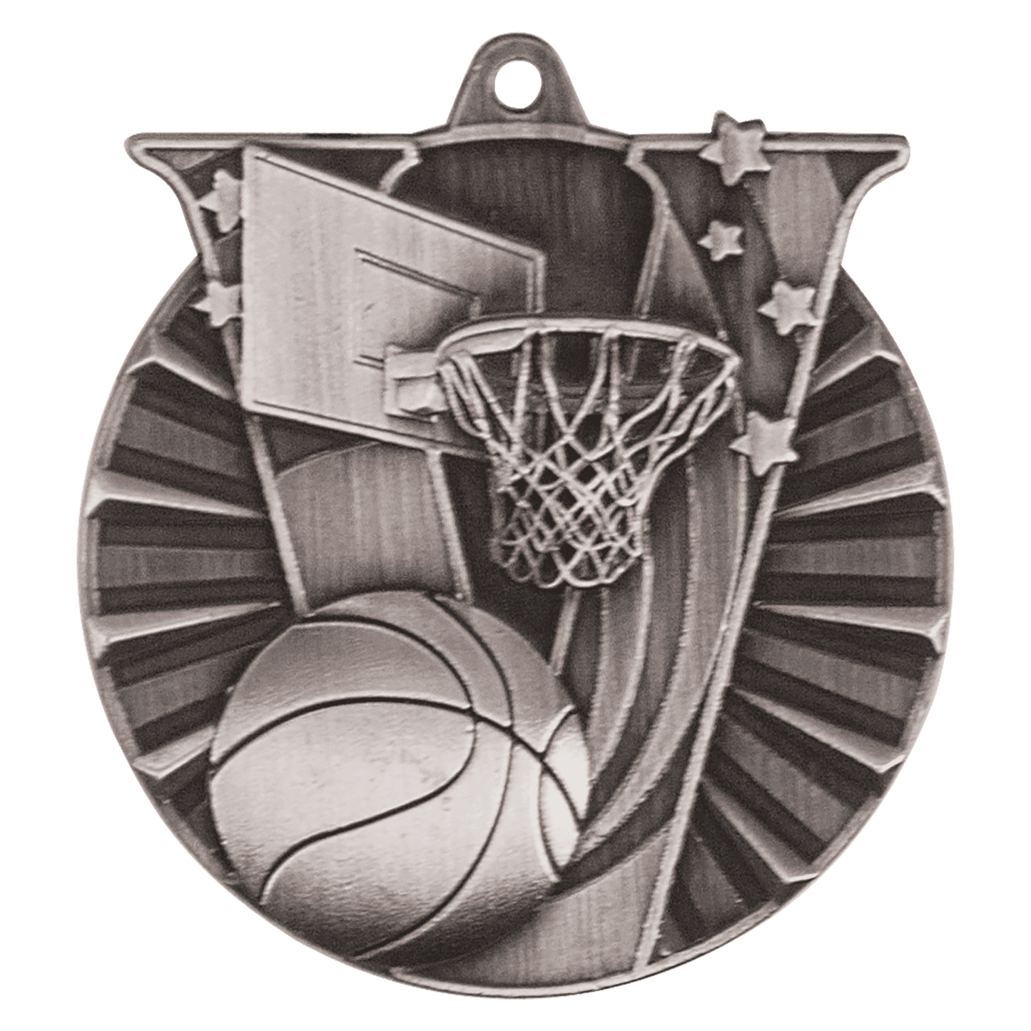 Antique Silver Basketball Victory Medal - 2"