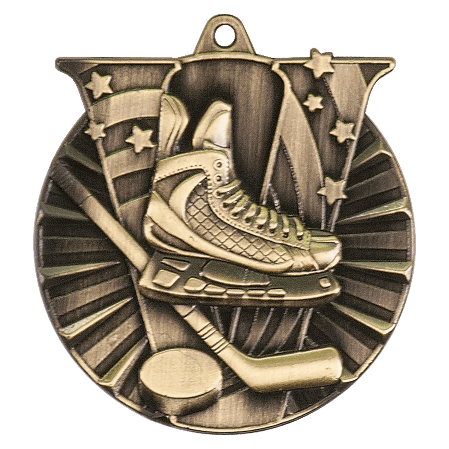 Antique Gold Hockey Victory Medal - 2"