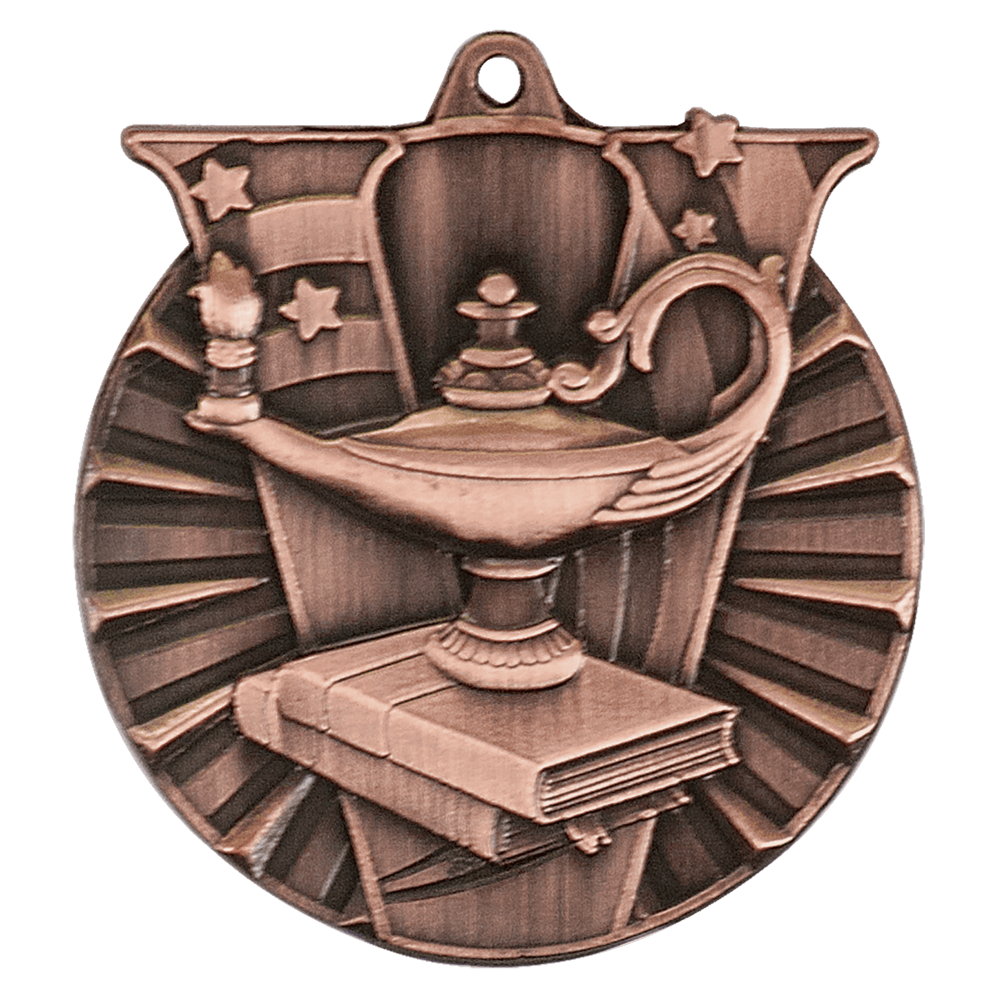 Antique Bronze Lamp of Knowledge Victory Medal - 2"