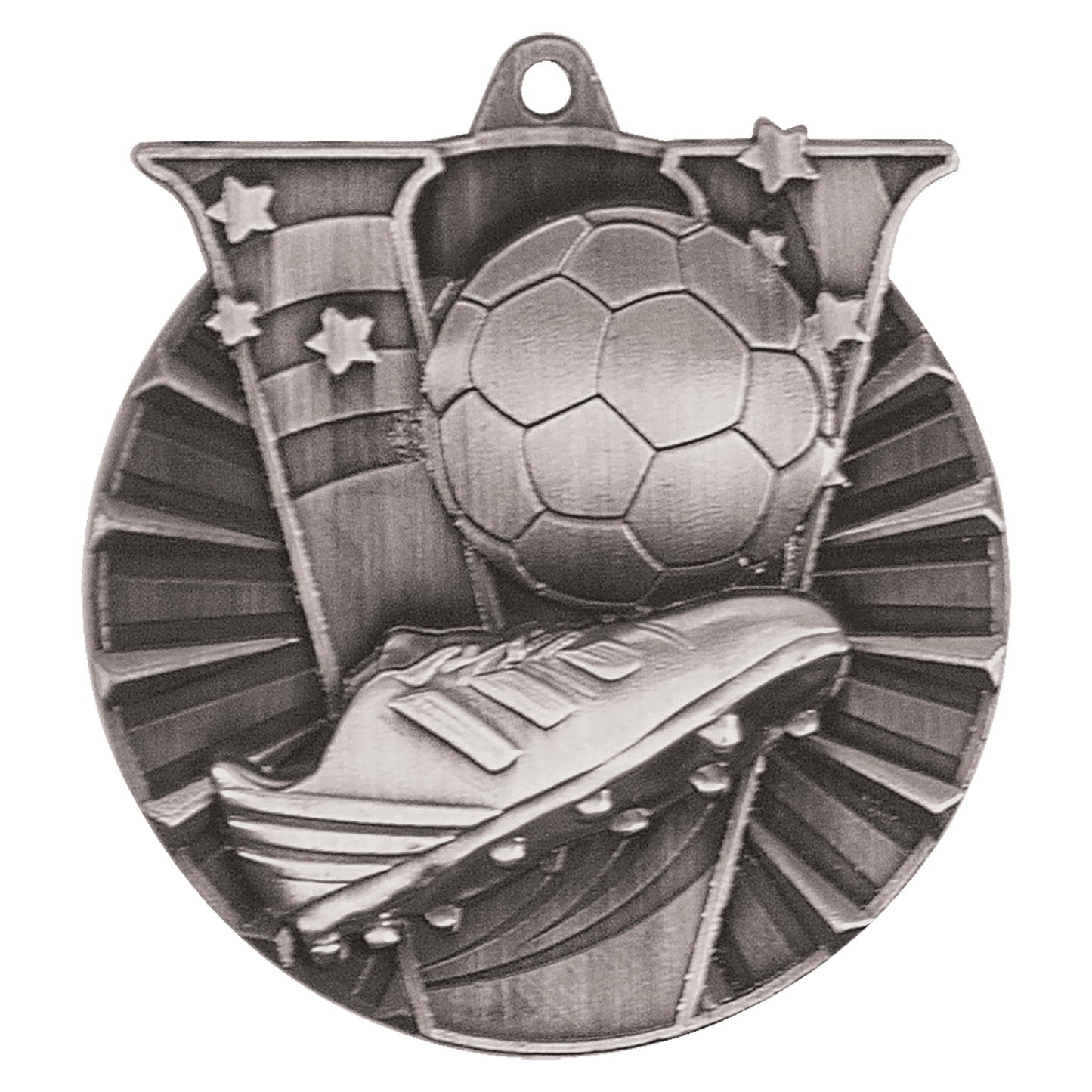 Antique Silver Soccer Victory Medal - 2"