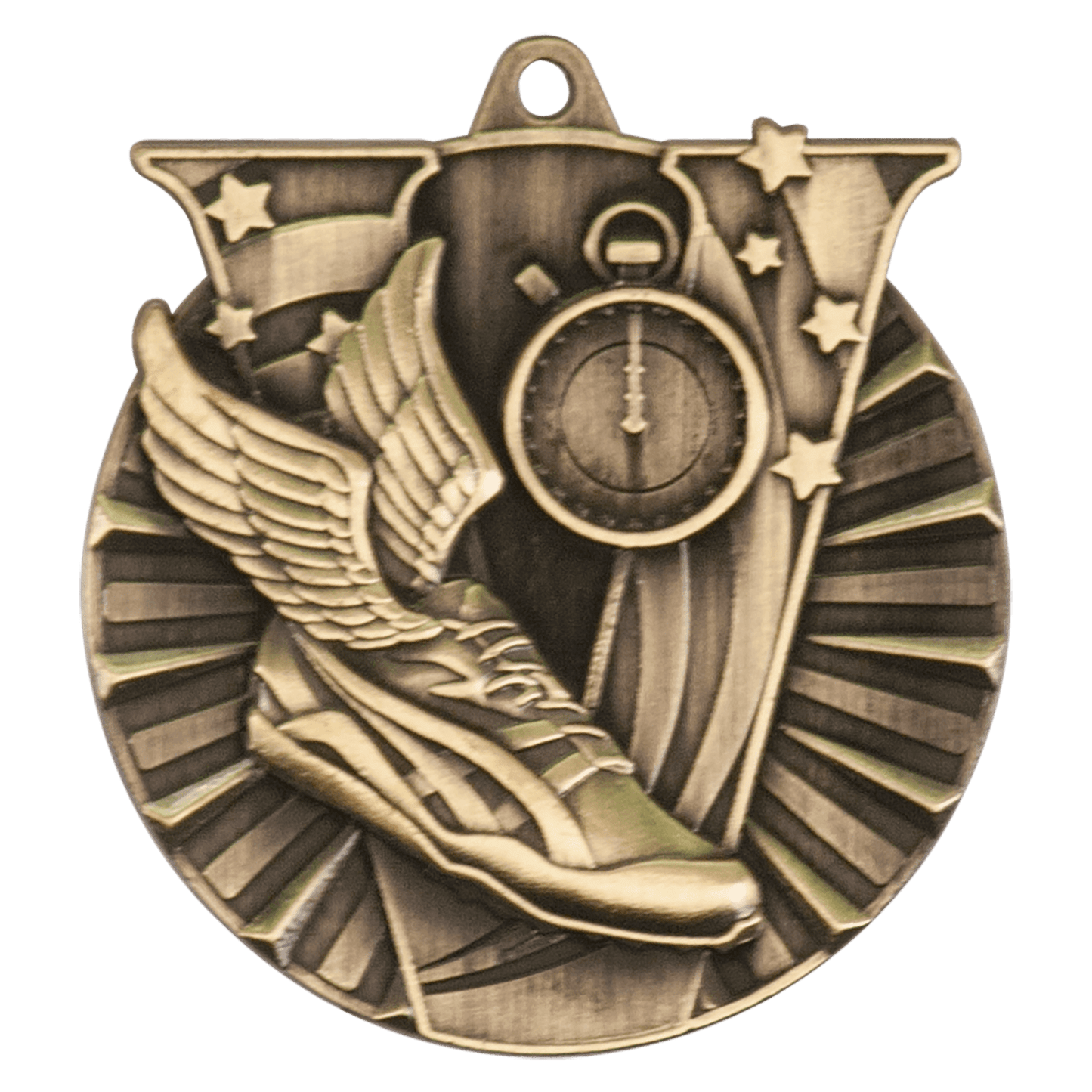 Antique Gold Track Victory Medal - 2"