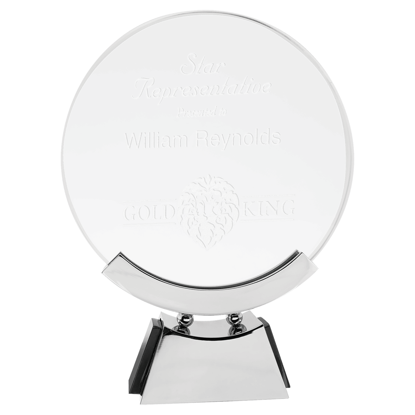 Round Voyager Glass with Silver/Black Base - 8 1/2"