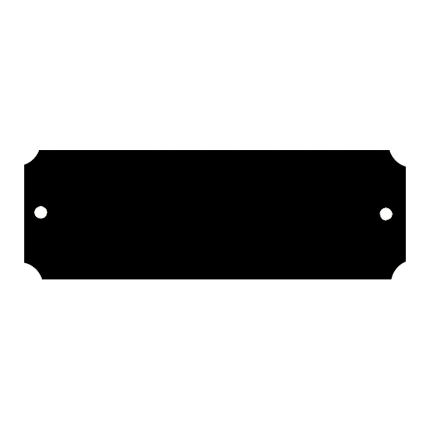 1" x 2" Laserable Black Brass Plate with Notched Corners and Two Holes