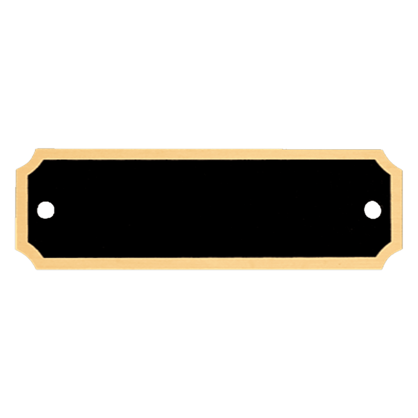 7/8" x 2 3/4" Black Notched Corner Plate with Gold Border and Two Holes