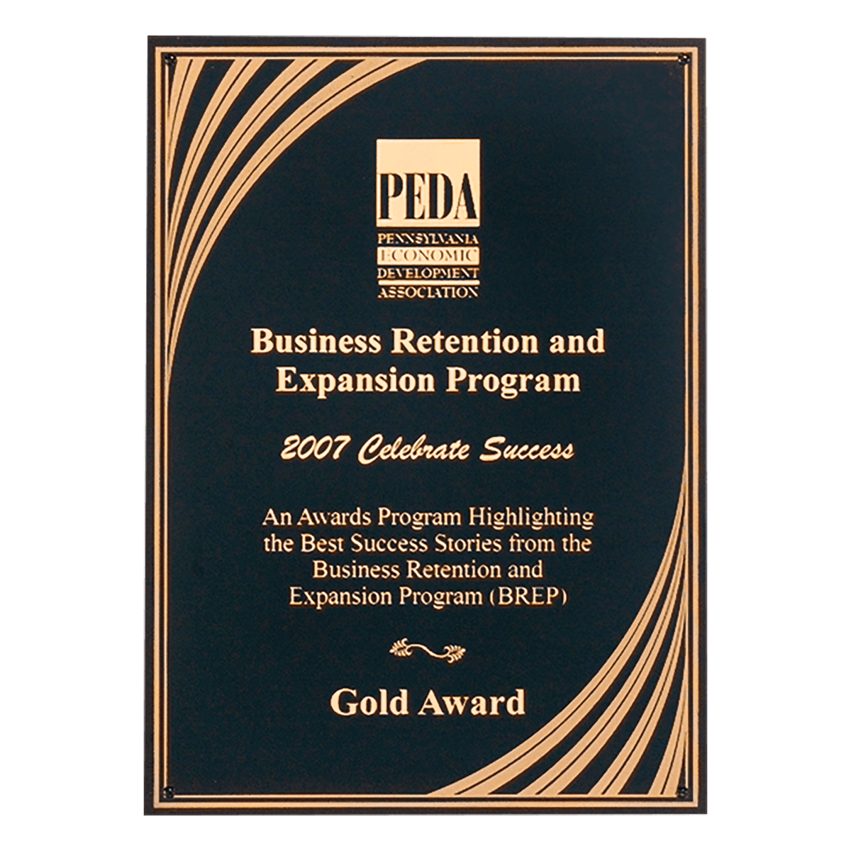 9" x 12" Black Laserable Brass Plate with Cascading Gold Swirl Border and Four Holes