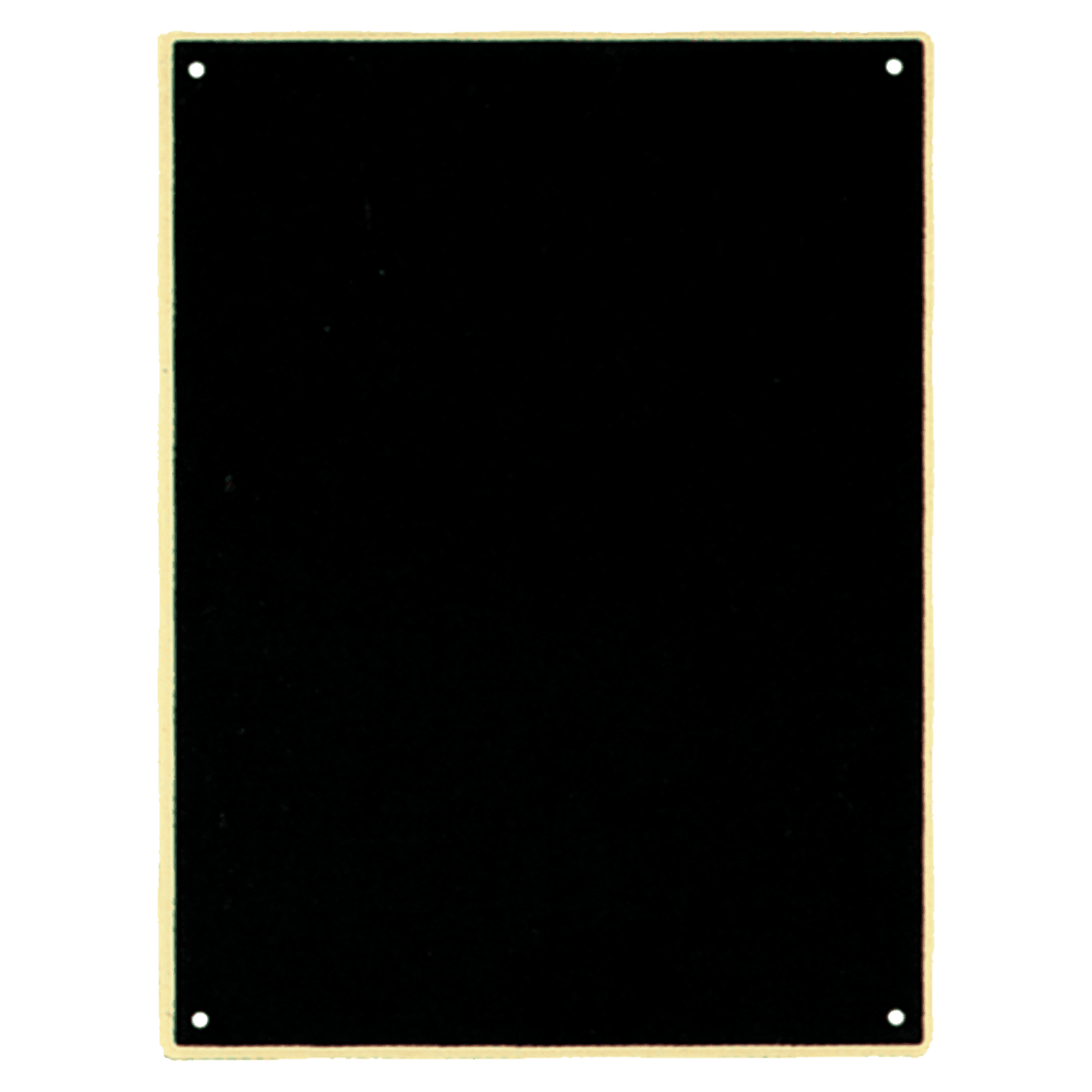 3 3/4" x 7 1/2" Black Brass Plate with Round Corners, Four Holes, and Gold Border