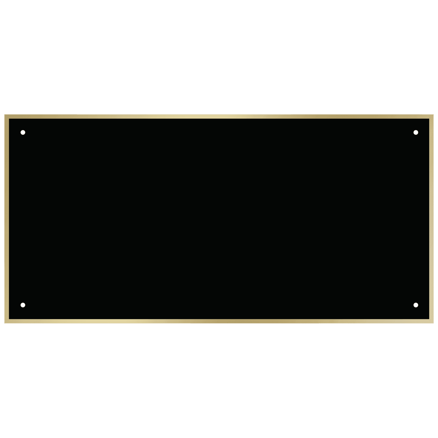 4 3/4" x 9 3/4" Black Laserable Brass Plate with Thin Gold Border and 4 Holes