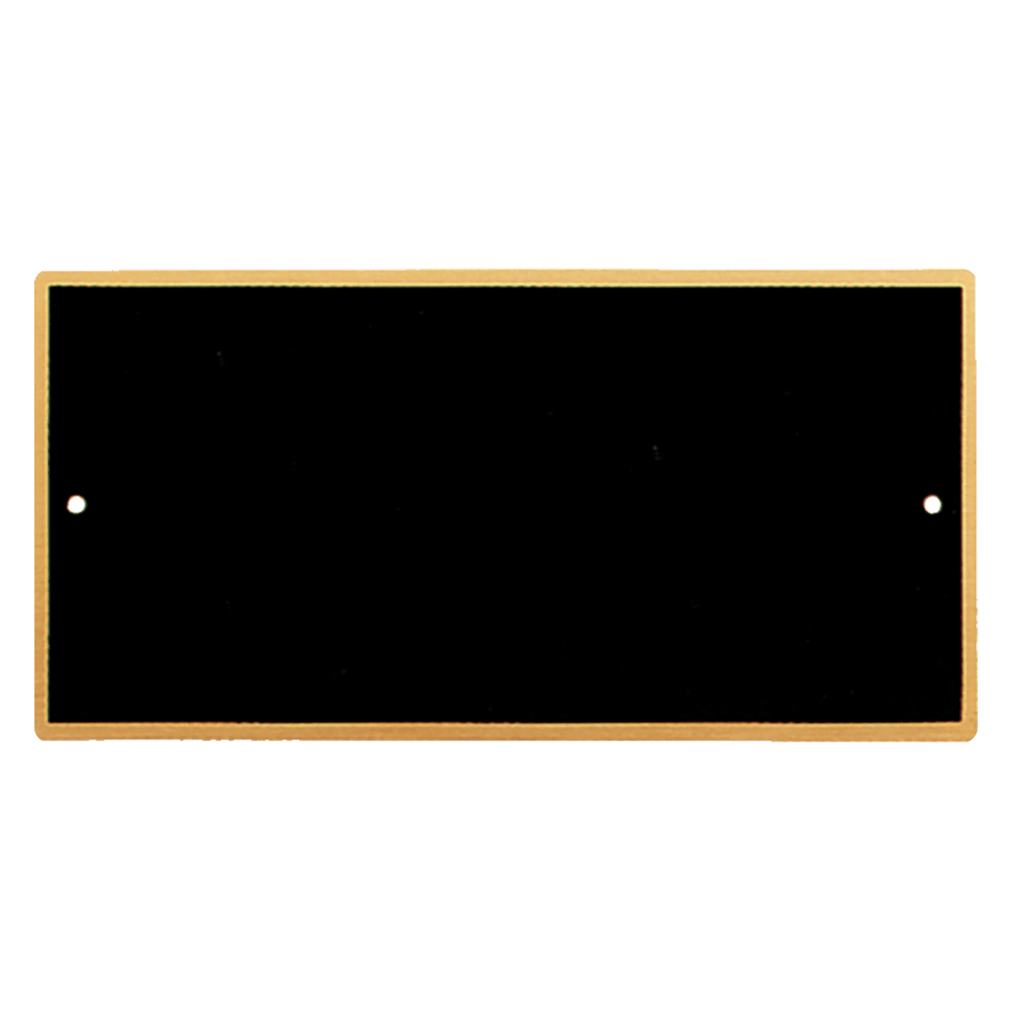 3 3/8" x 8" Black Laserable Brass Plate with Gold Border Rounded Corners and Two Holes