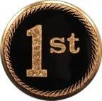 2" Black/Gold First Place Metal Medallion Insert