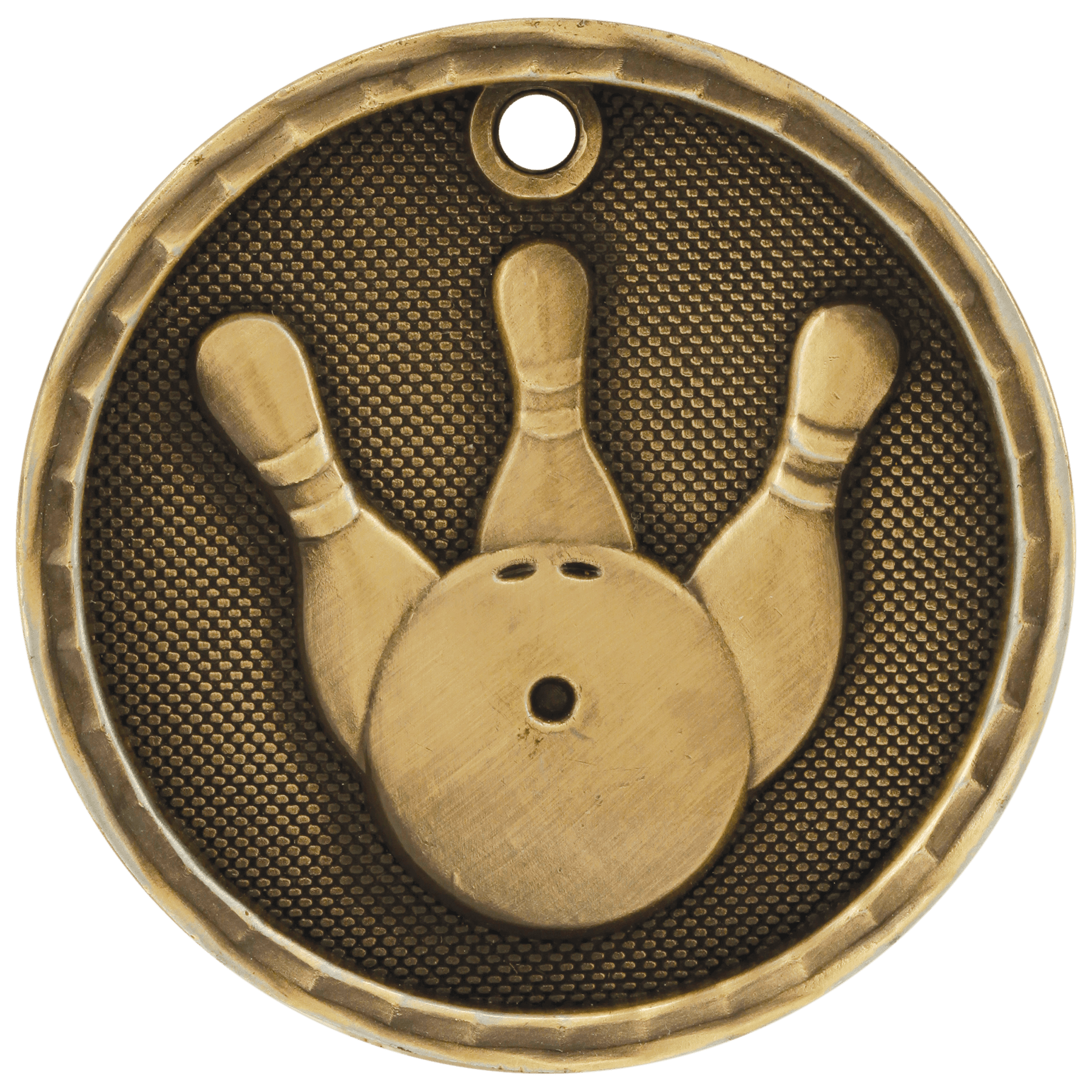 Antique Gold 3D Bowling Medal - 2"
