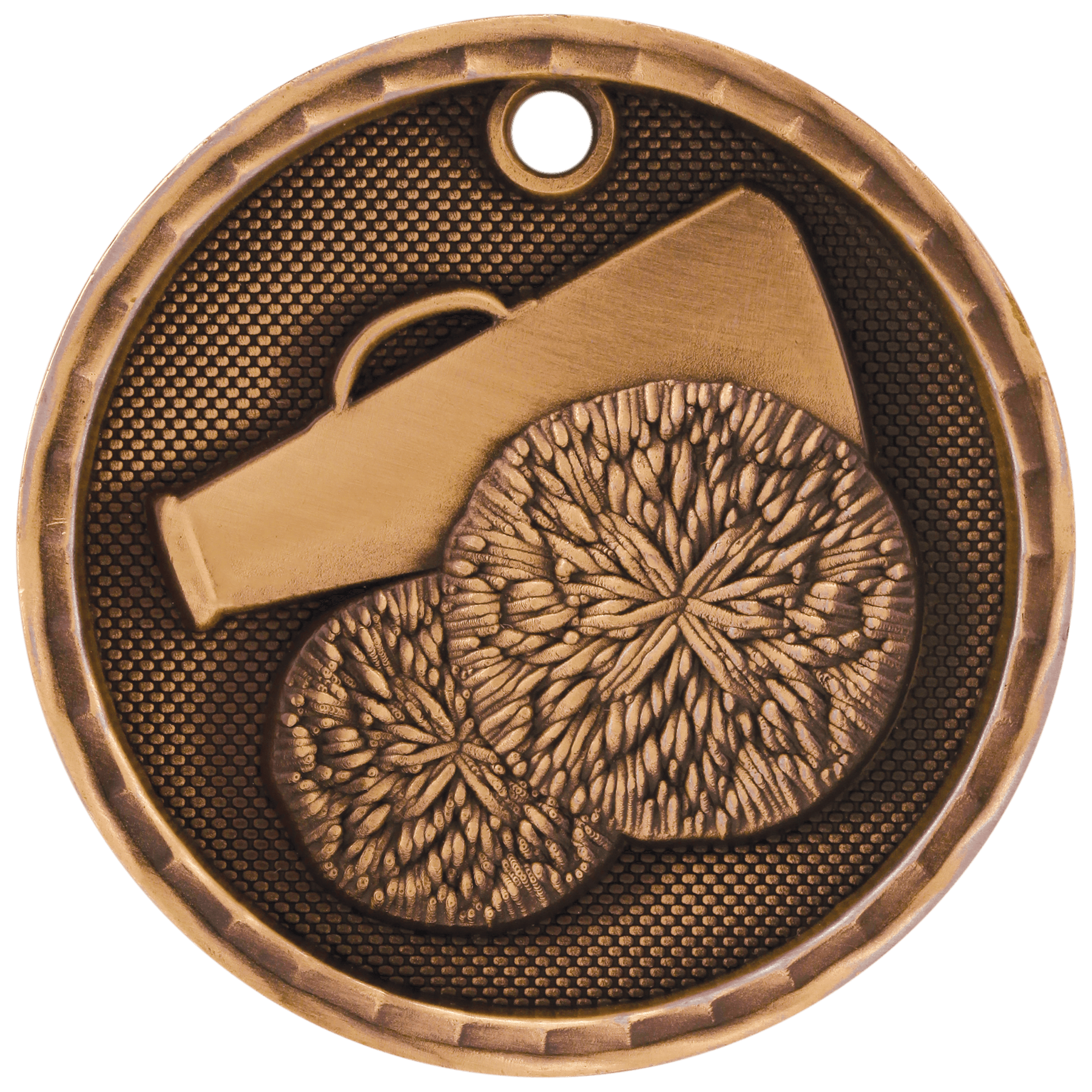 Antique Bronze 3D Cheer Medal - 2"