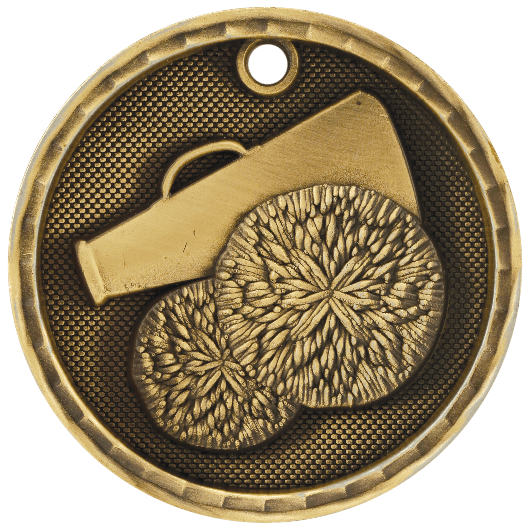 Antique Gold 3D Cheer Medal - 2"