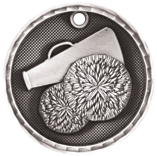 Antique Silver 3D Cheer Medal - 2"