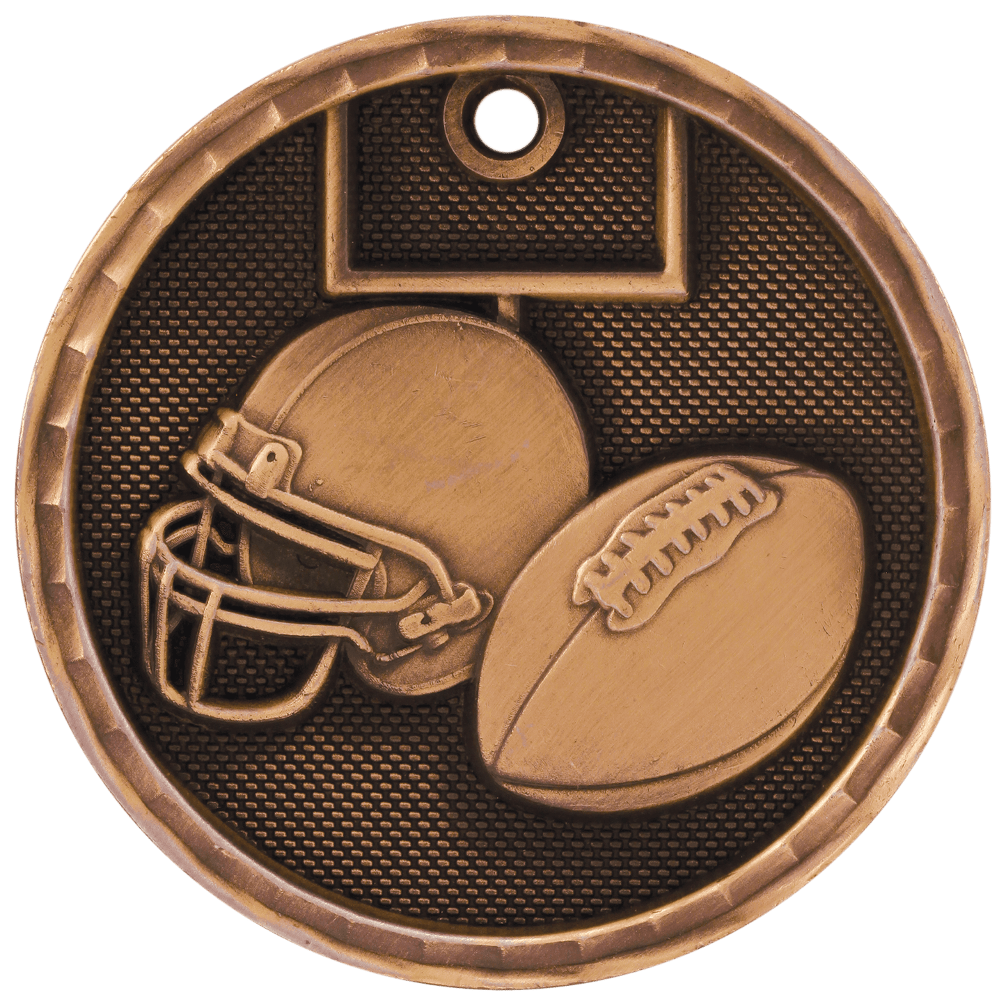 Antique Bronze 3D Football Medal - 2"