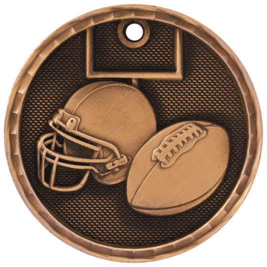 Antique Bronze 3D Football Medal - 2"