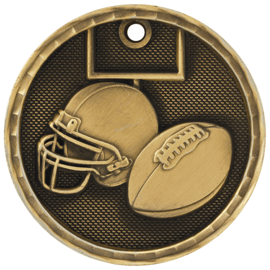 Antique Gold 3D Football Medal - 2"