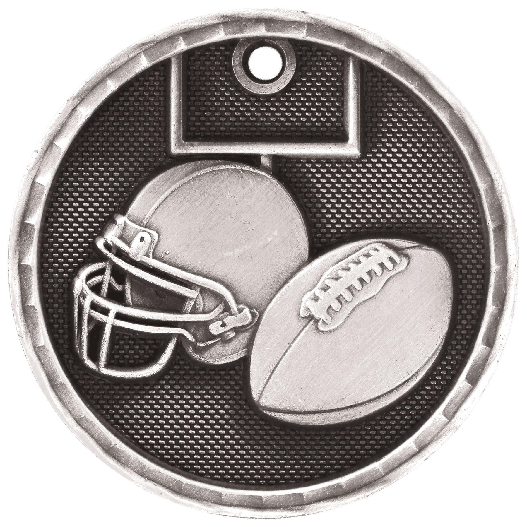 Antique Silver 3D Football Medal - 2"