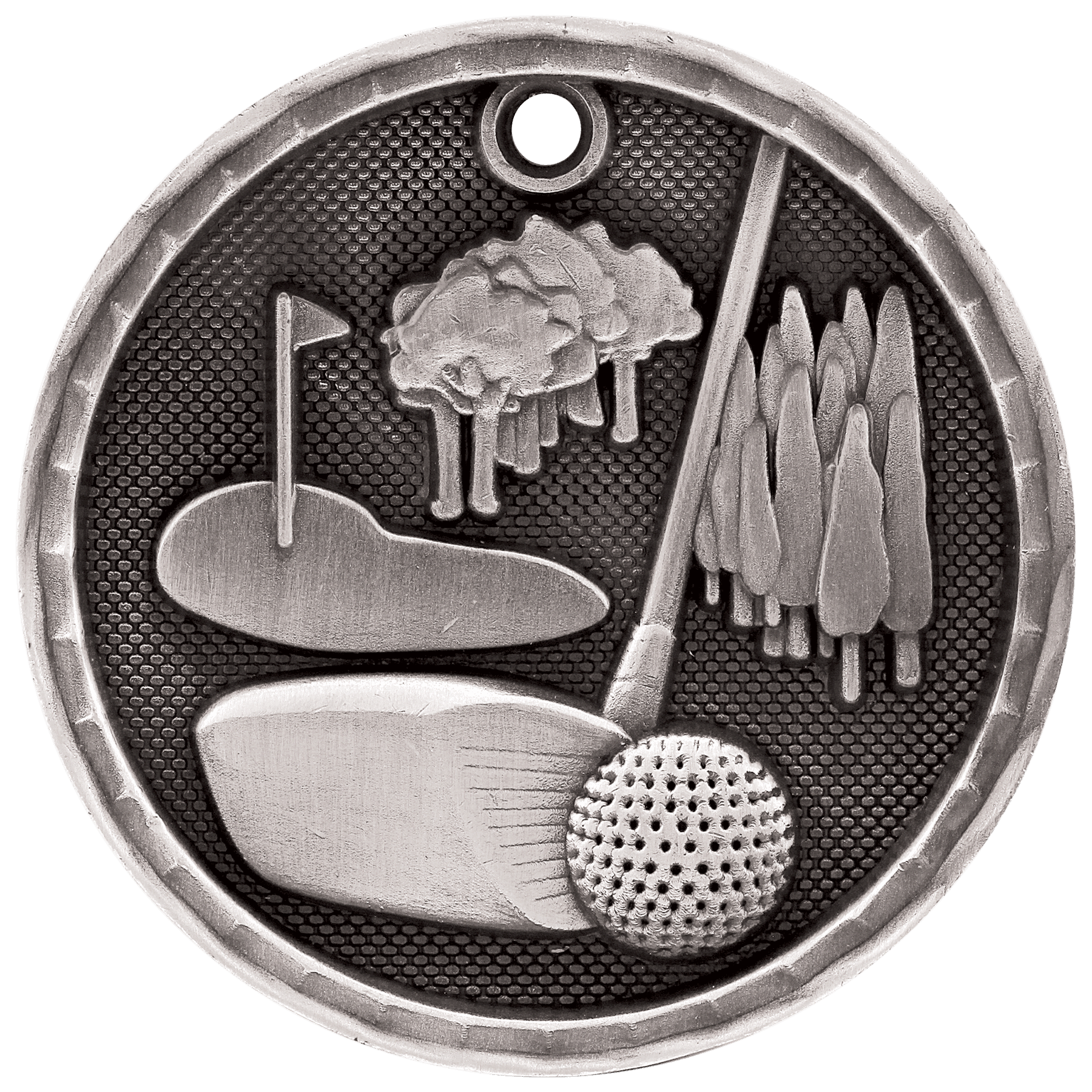 2" Antique Silver 3D Golf Medal