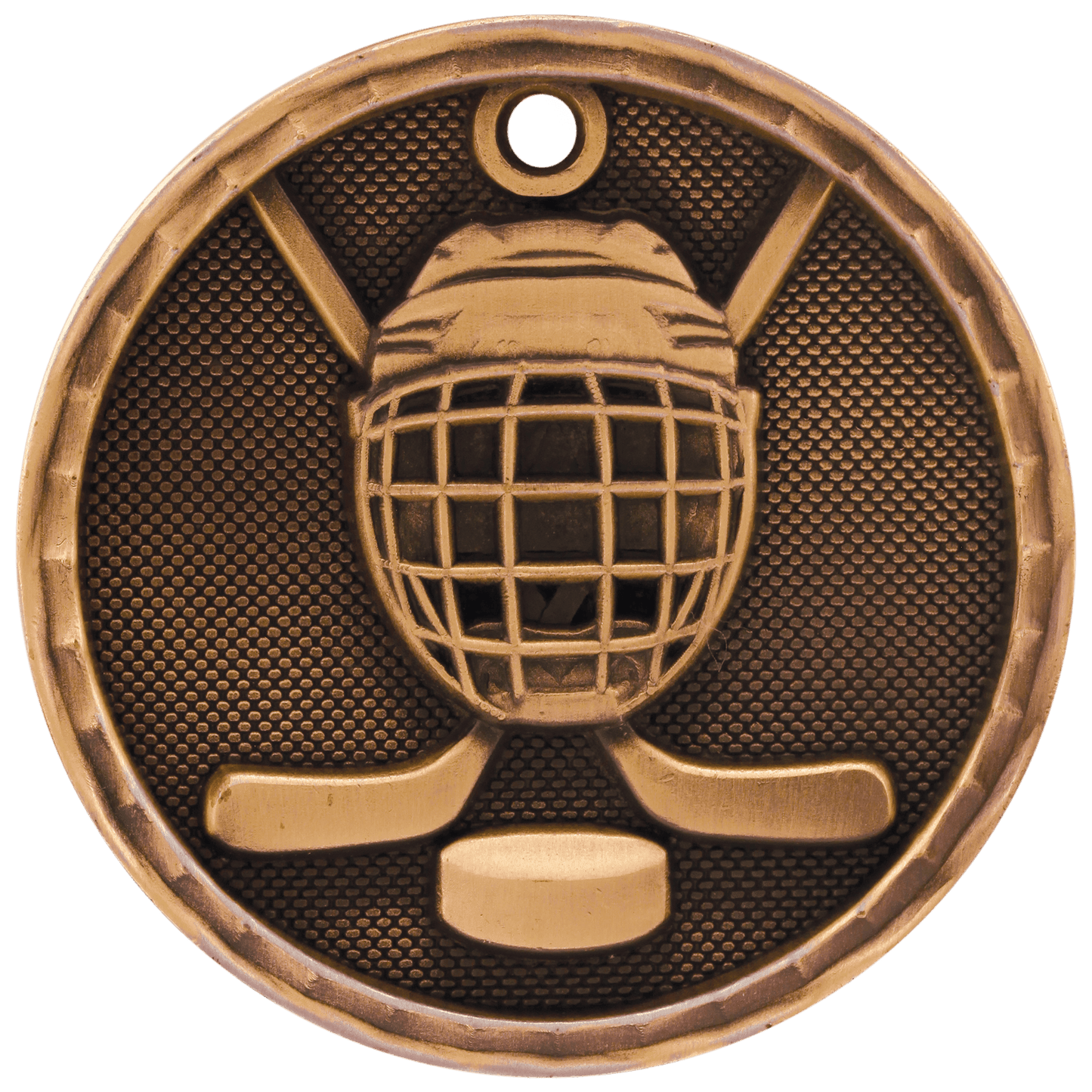 2" Antique Bronze 3D Hockey Medal