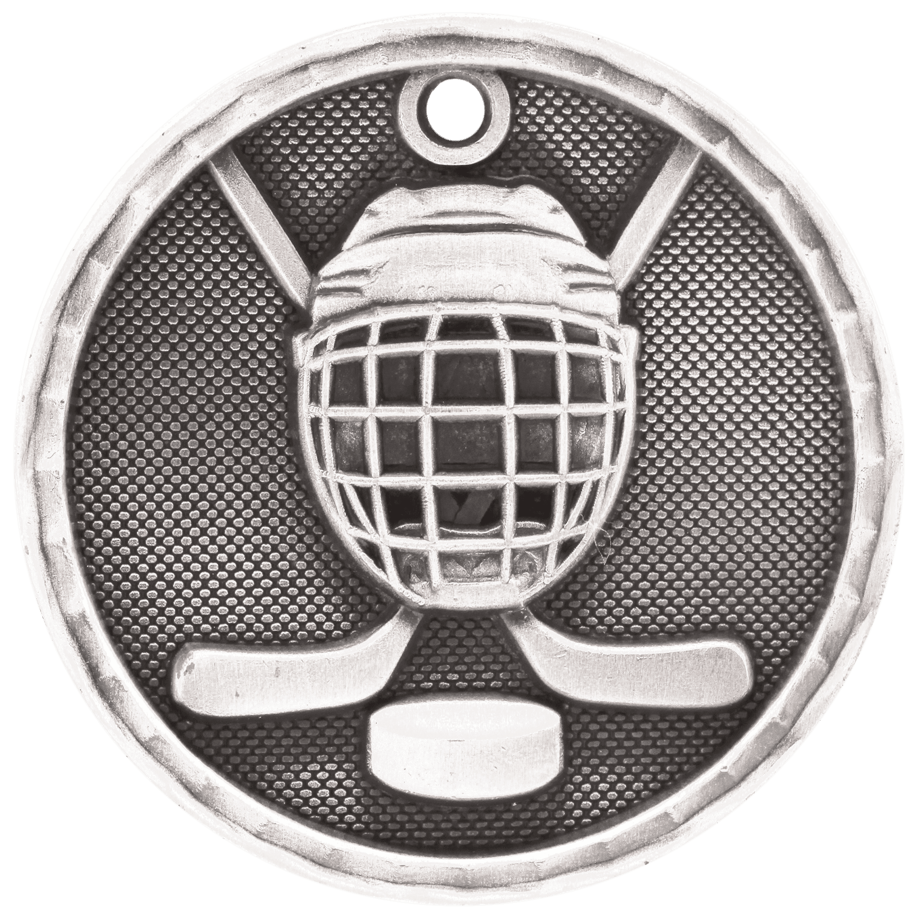 Antique Silver 3D Hockey Medal - 2"