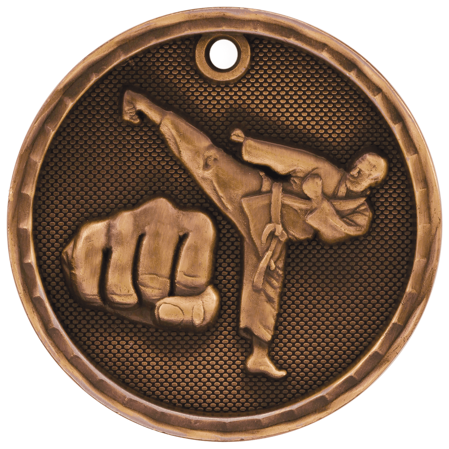 Antique Bronze 3D Martial Arts Medal - 2"