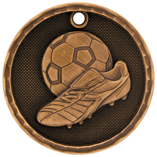 Antique Bronze 3D Soccer Medal - 2"